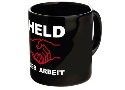 Kaffeebecher &quot;Held der Arbeit&quot; schwarz