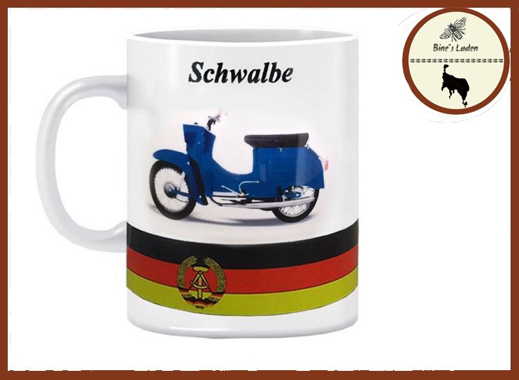 Kaffeebecher Motiv &quot;Schwalbe&quot; Keramiktasse - blau
