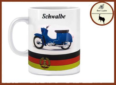 Kaffeebecher Motiv &quot;Schwalbe&quot; Keramiktasse - blau