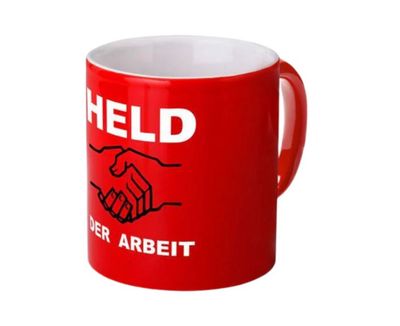 Kaffeebecher &quot;Held der Arbeit&quot; rot