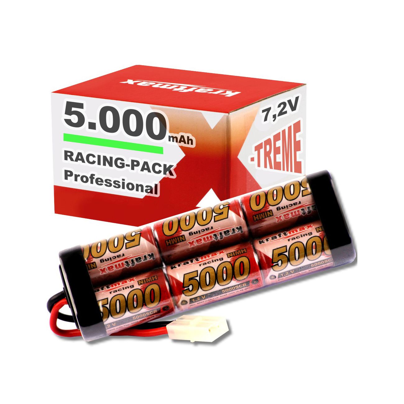 Kraftmax X-treme 5000mAh / 7,2V RC-Akku Ni-MH Racing-Pack Akku Tamiya-Stecker