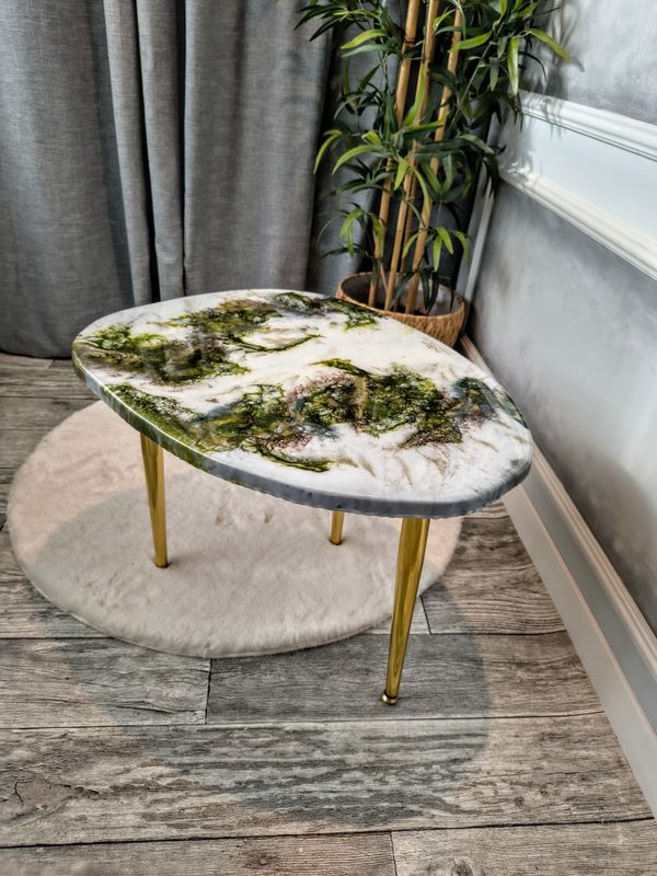 STOLIK KAWOWY - ABSTRAKCYJNY | BIEL I ZIELEŃ |