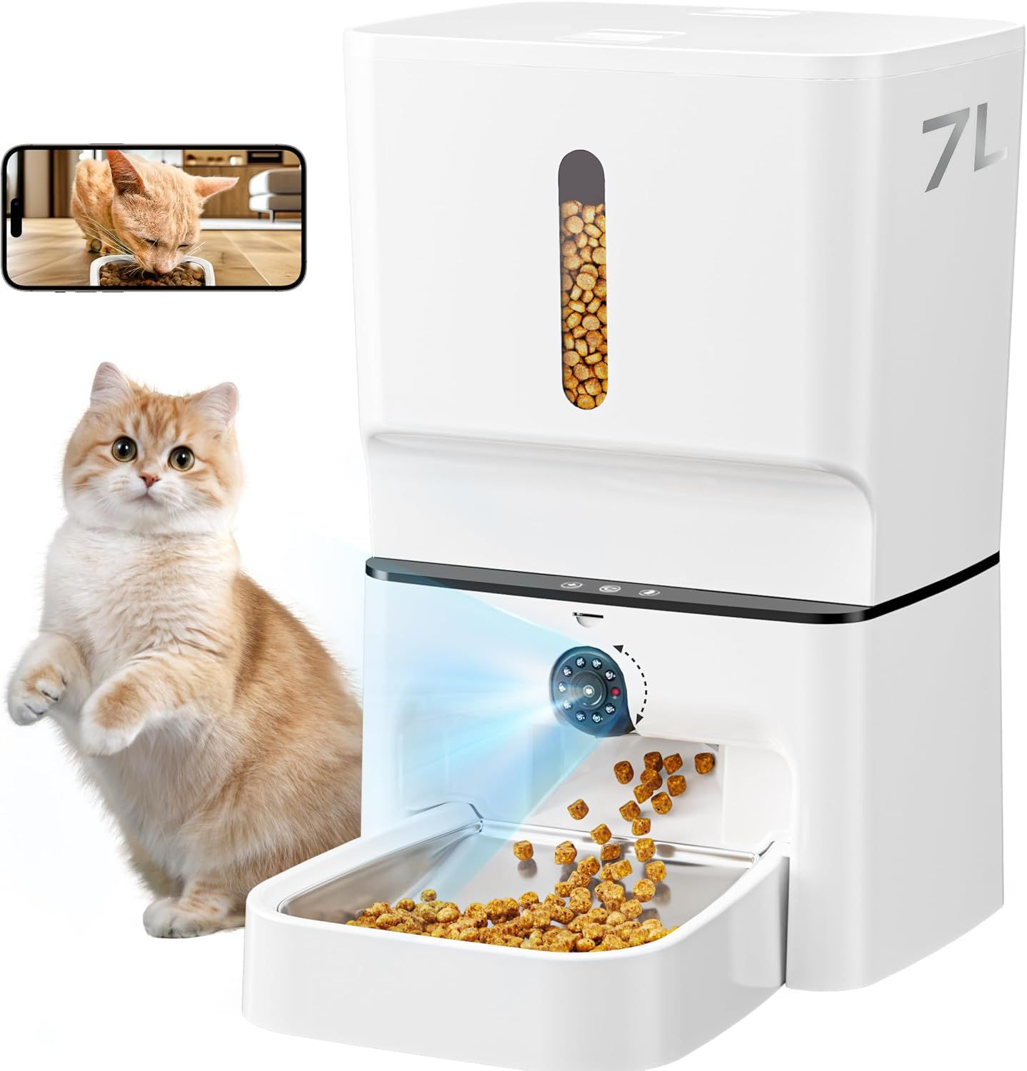Automatic Cat Feeder with Camera, 7L