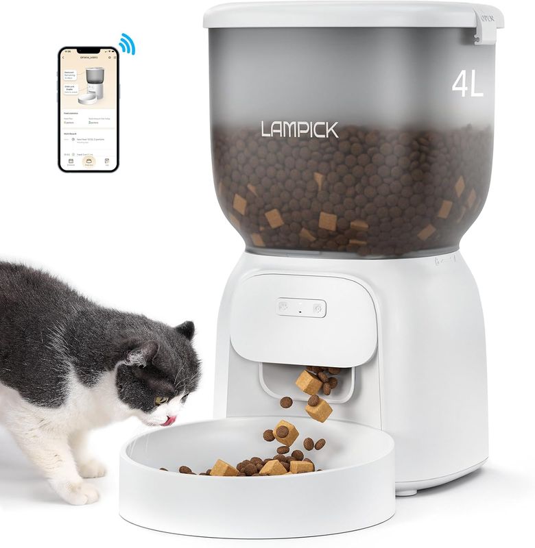 Smart Automatic Cat Feeder - WiFi Cat Food Dispenser with APP Control Up to 15 Portions