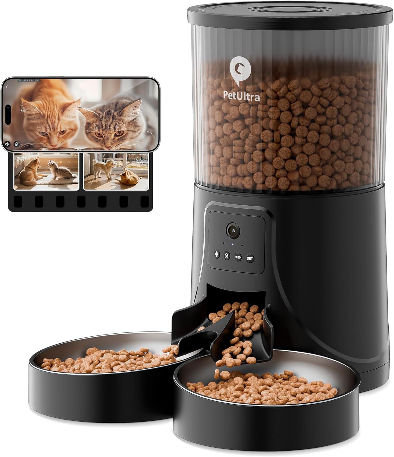 Automatic Cat Feeder for 2 Cats: Dual Feeder with 2.4G WiFi Remote Control
