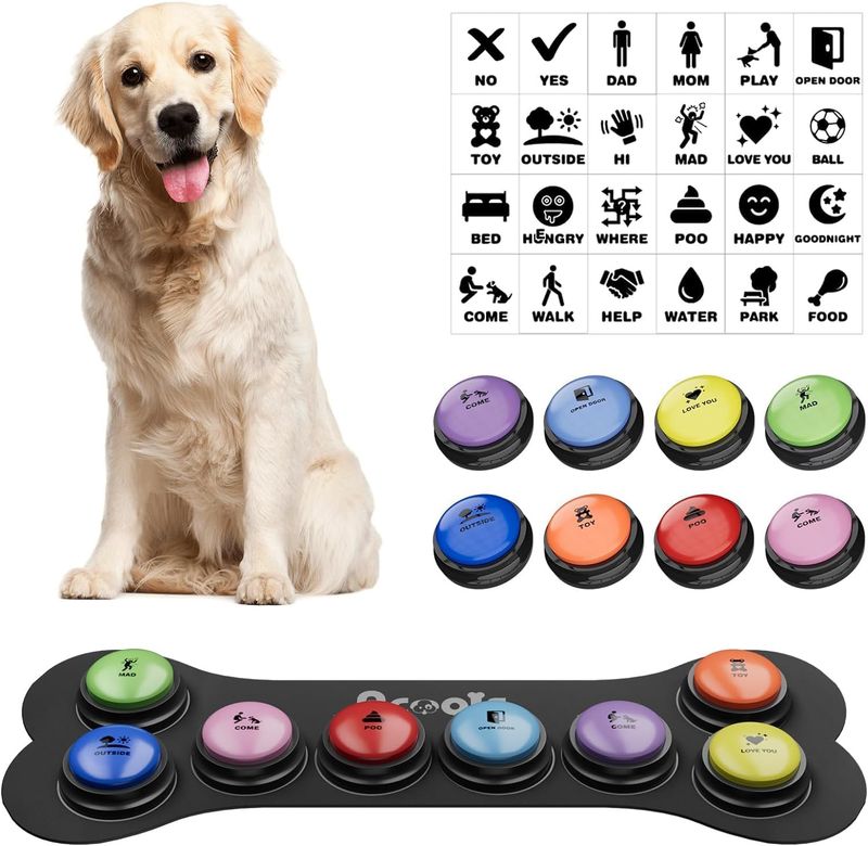 Dog Buttons for Communication, 8 Pcs Dog Talking Button Set