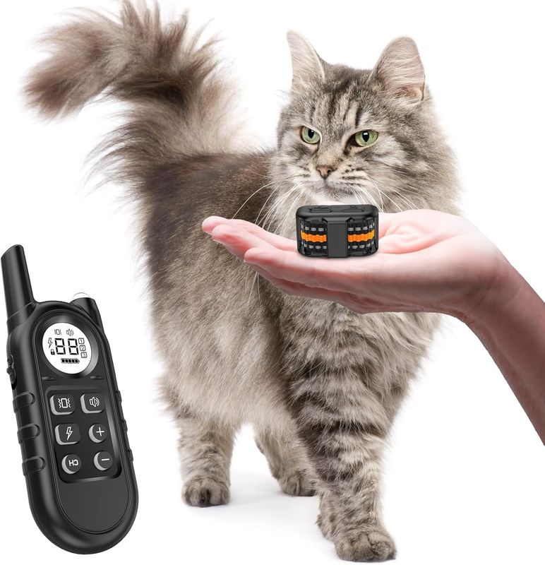 Tiniest Cat Shock Collar, Lightest Cat Training Collar with Remote for Small Cats 5-15lbs