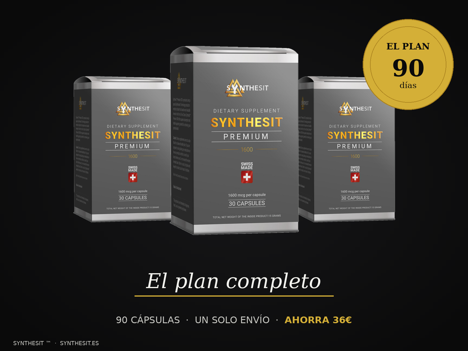 Plan 90 días Synthesit Premium 1600 — 3 cajas de 30 cápsulas