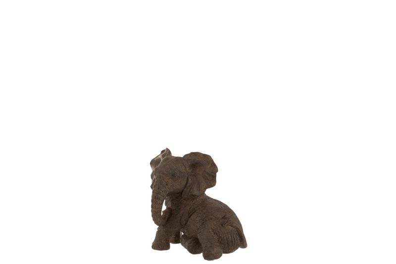 Olifant liggend Poly Donkerbruin