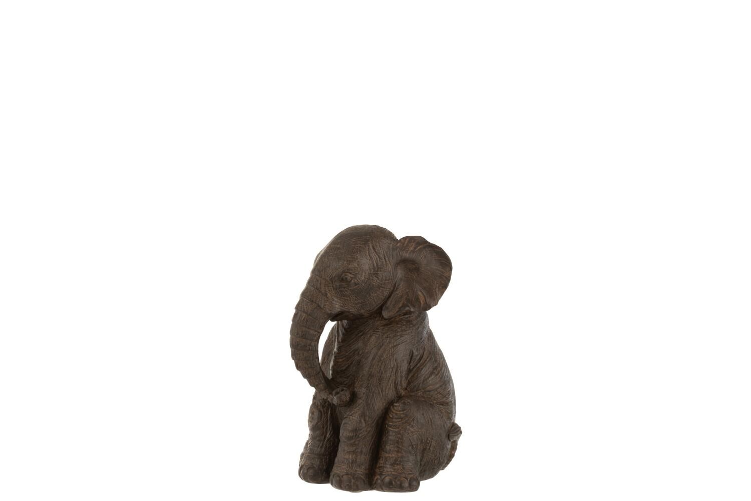 Olifant Zittend Poly Donkerbruin