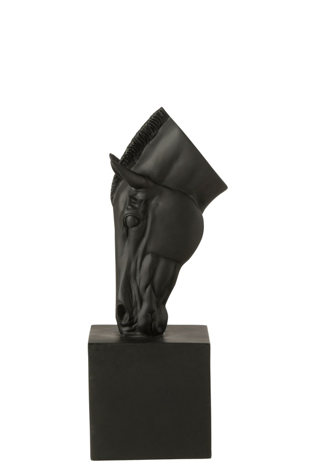 Paard Op Voet Polyresin Zwart