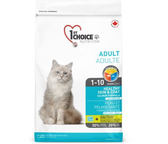 1st Choice / Chat peau et pelage santé  saumon, Size: 5,44kg