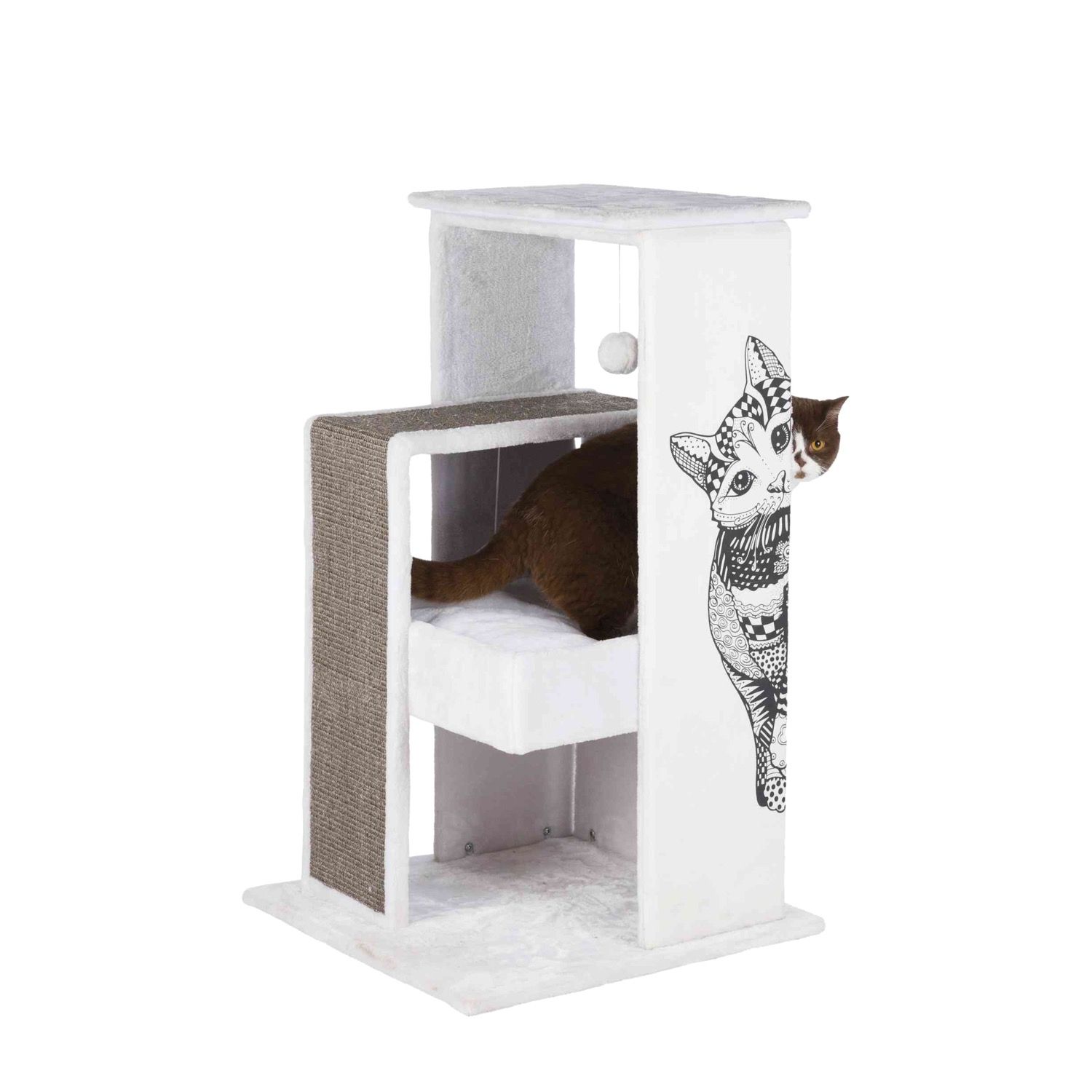 Trixie / Arbre à chat Maria blanc et gris, 101cm
