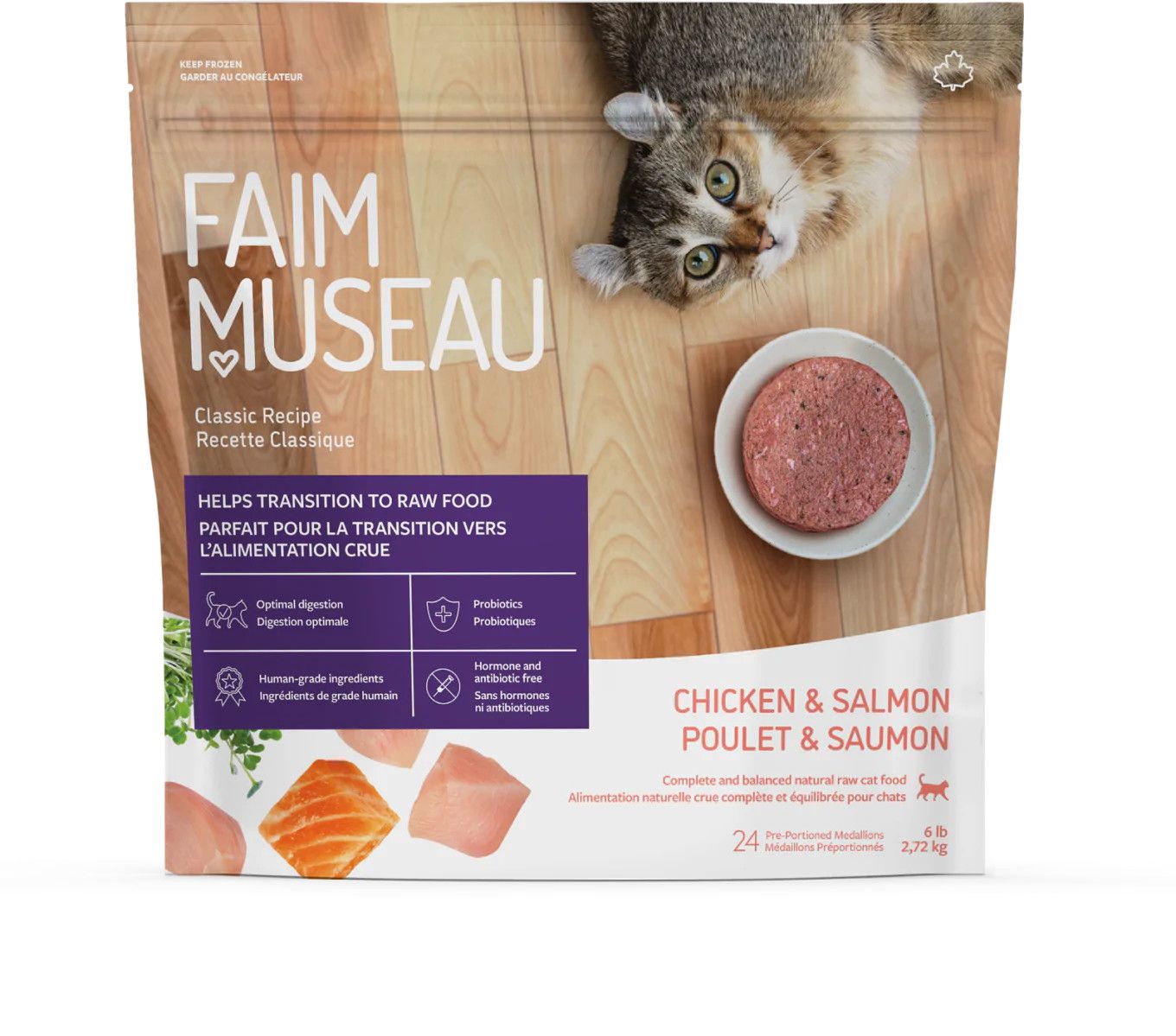 Faim Museau / Poulet-Saumon, Chat, 24 médaillons