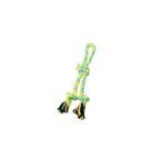 BUD&#39;Z / Chien, Jouet corde double, 3 noeuds vert et jaune, 11.5&quot;