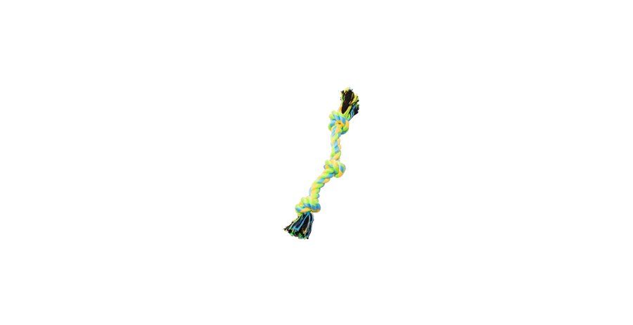 BUD&#39;Z / Chien, Jouet corde, 3 noeuds vert et jaune, 12&quot;