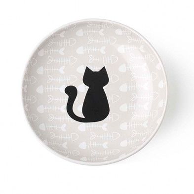 PetRageous / Kitty &amp; fish bone .5&quot; saucer taupe