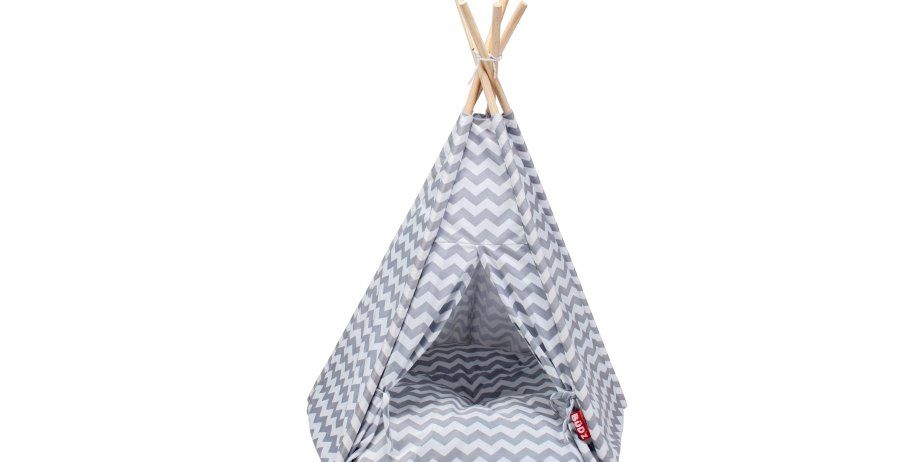 Bud&#39;z / Tente &#39;&#39;tipi&#39;&#39; à chevrons gris et blanc, 26&#39;&#39;x25&#39;&#39;