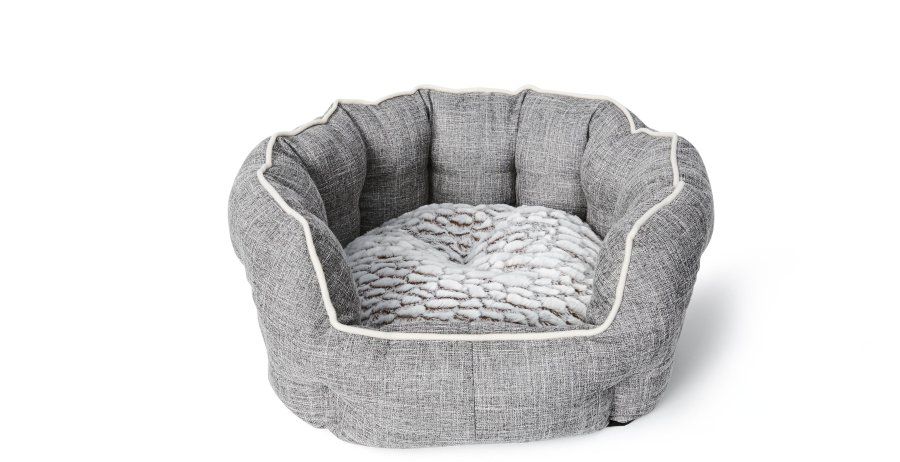 Bud&#39;z / Lit rond gris avec rebords élevés 17,5&quot; X 15,5&quot;