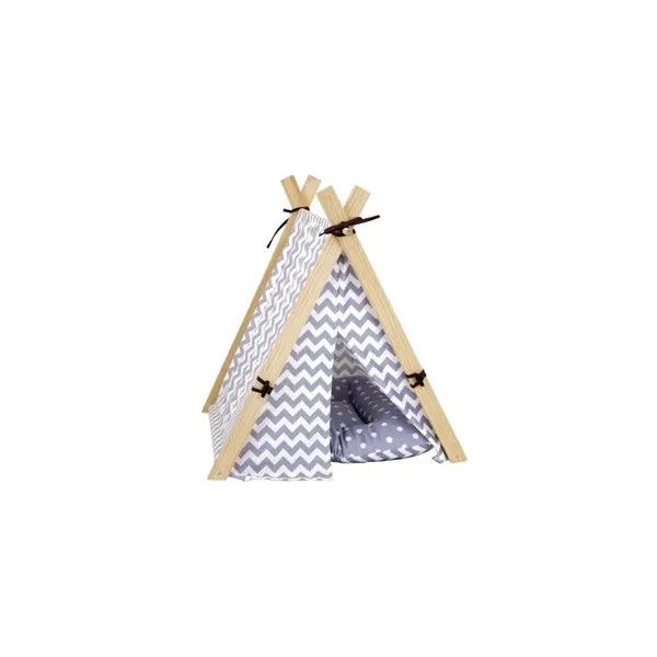 Bud&#39;z / Tente style camping a chevron gris et blanc, 23&quot;x21&quot;x25&quot;
