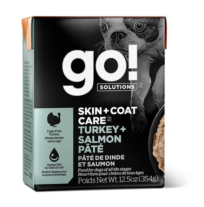 Go! chien / Tetra pak, peau et poils, dinde et saumon, 12,5oz