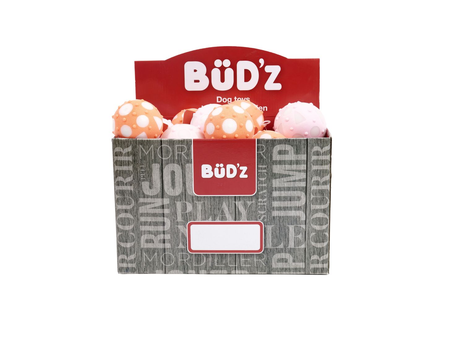 BUD&#39;Z / Chien, balle pleine large , corail &amp; rose