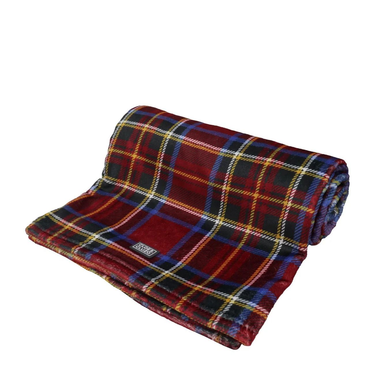 Cloe Cluzo / Plaid satin plush blanket red plaid, 55&quot;x 35&quot;