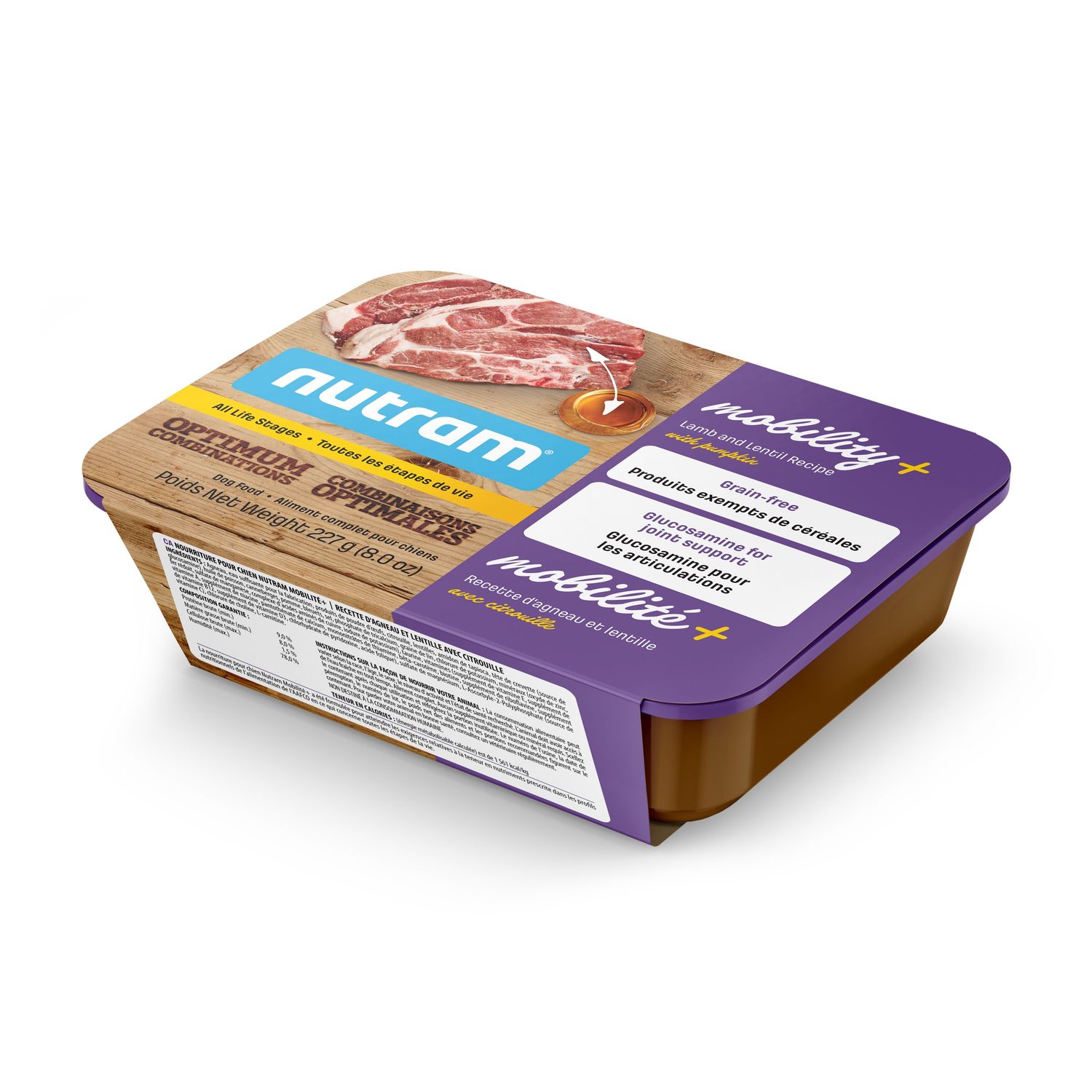 Nutram chien/ Combinaison optimal mobilité , agneau  , lentille &amp; citrouille, 8oz