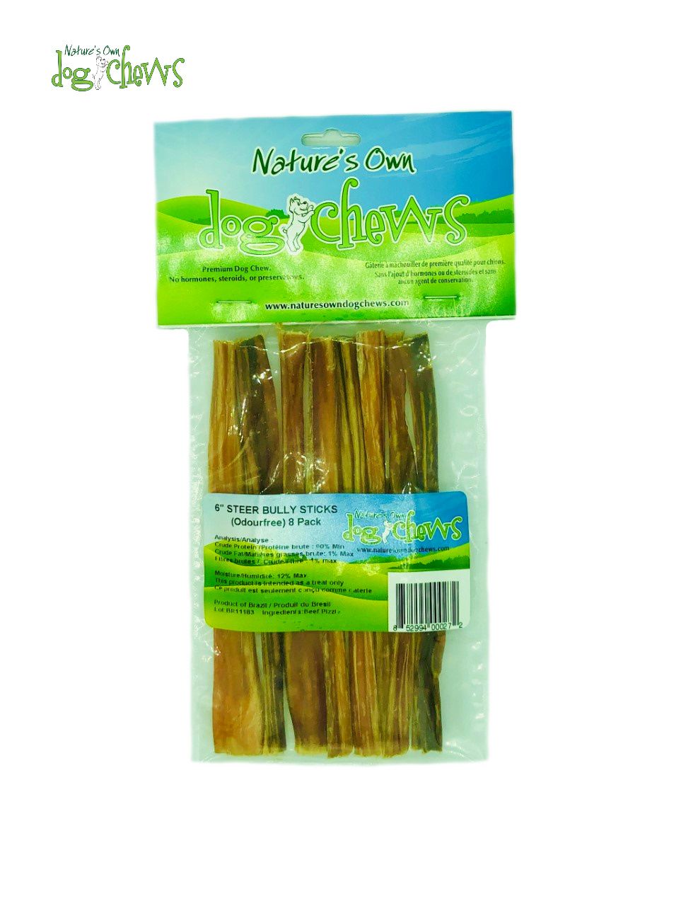 Nature&#39;s own dog chews / Steer bully stick , 6&#39;&#39;