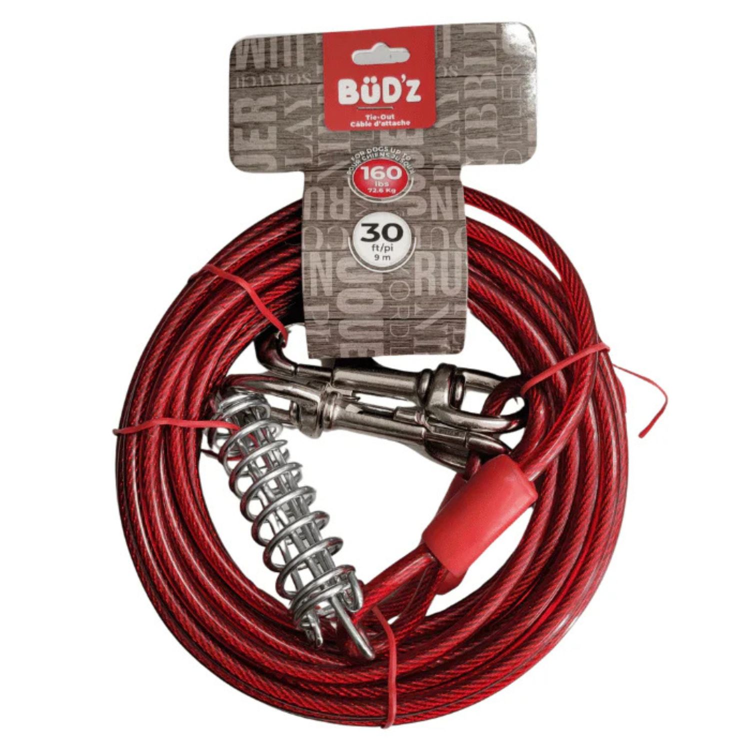 Bud'z / Cable attache 30' avec ressort, jusqu'à 160lbs