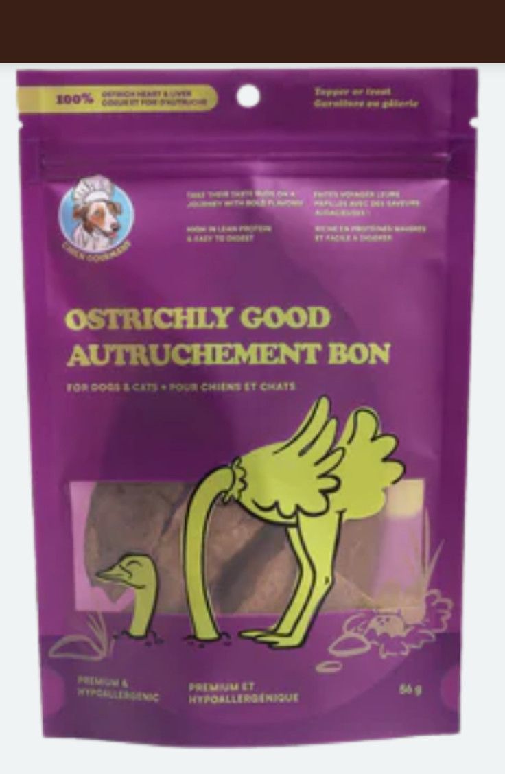 Chien gourmand / lyophilisé morceaux d'autruche  , 56 gr