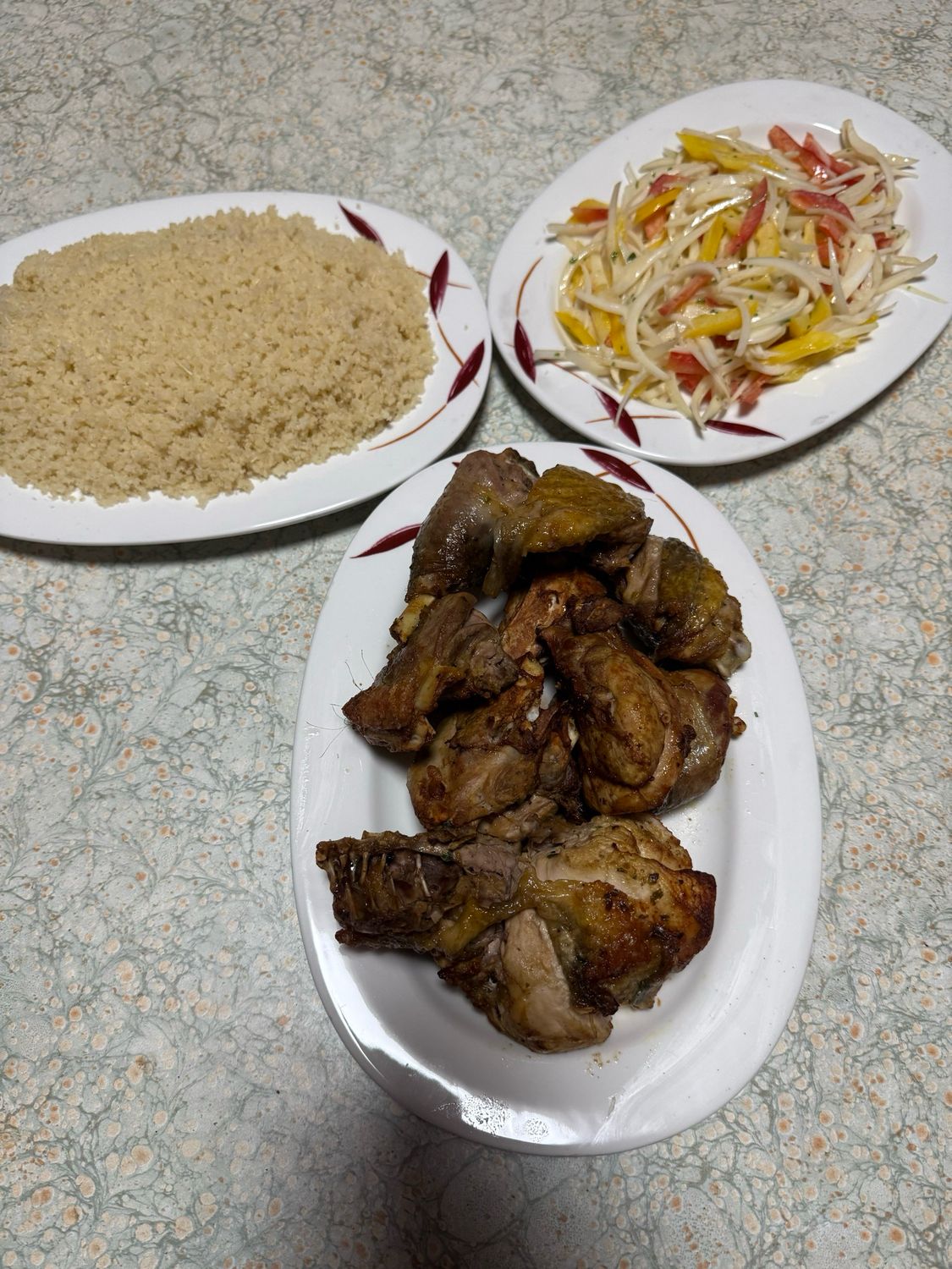 Pintade braisée et atiéké