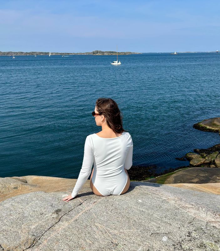 Freja Long Sleeve Swimsuit - White