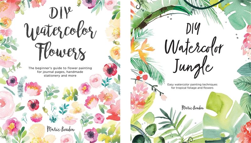 DIY Watercolor Flowers and Jungle 2 Book Bundle
