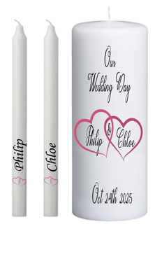 Unity Candle Set Pink Hearts
