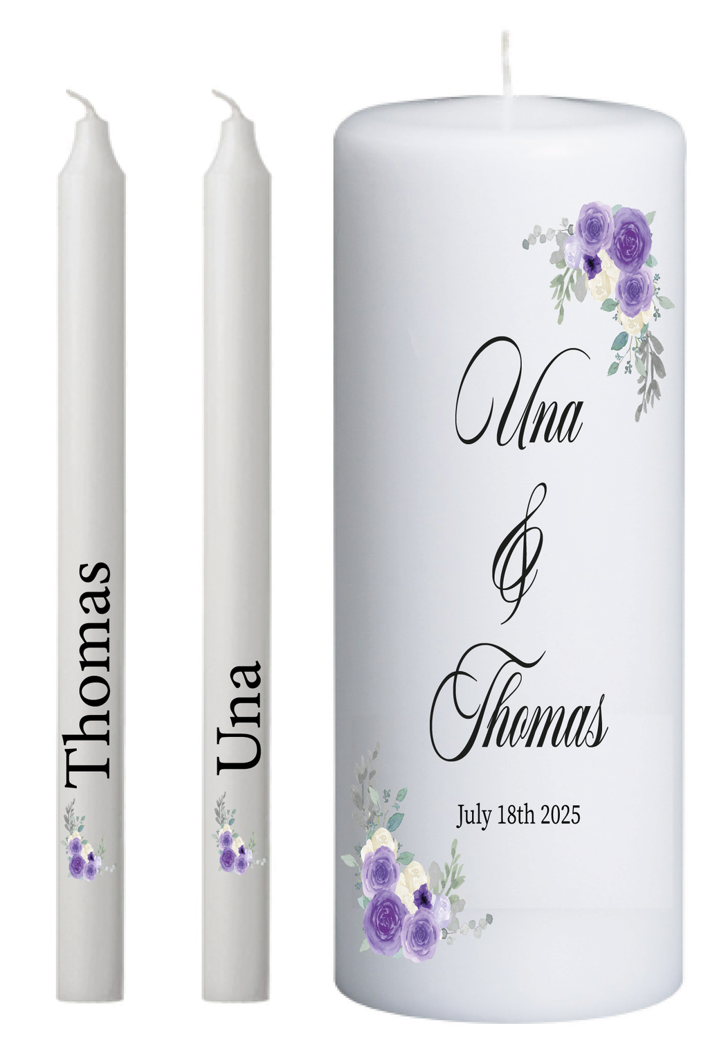 ​Wedding Unity Candle set Purple Watercolour
