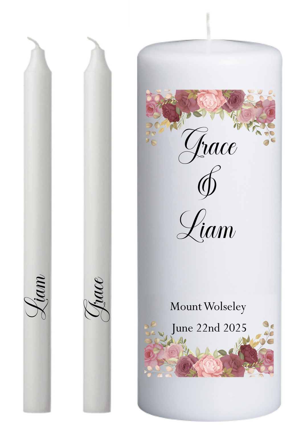 Unity Candle Set Autumn Flowers