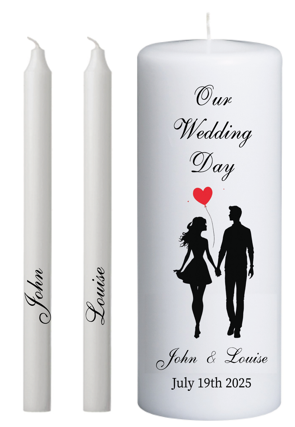 ​Wedding Unity Candle set Our Wedding day Silhouette Couple