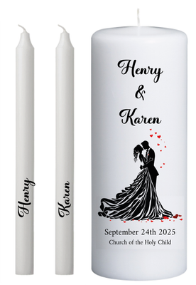 Wedding Unity Candle Set Couple with Hearts