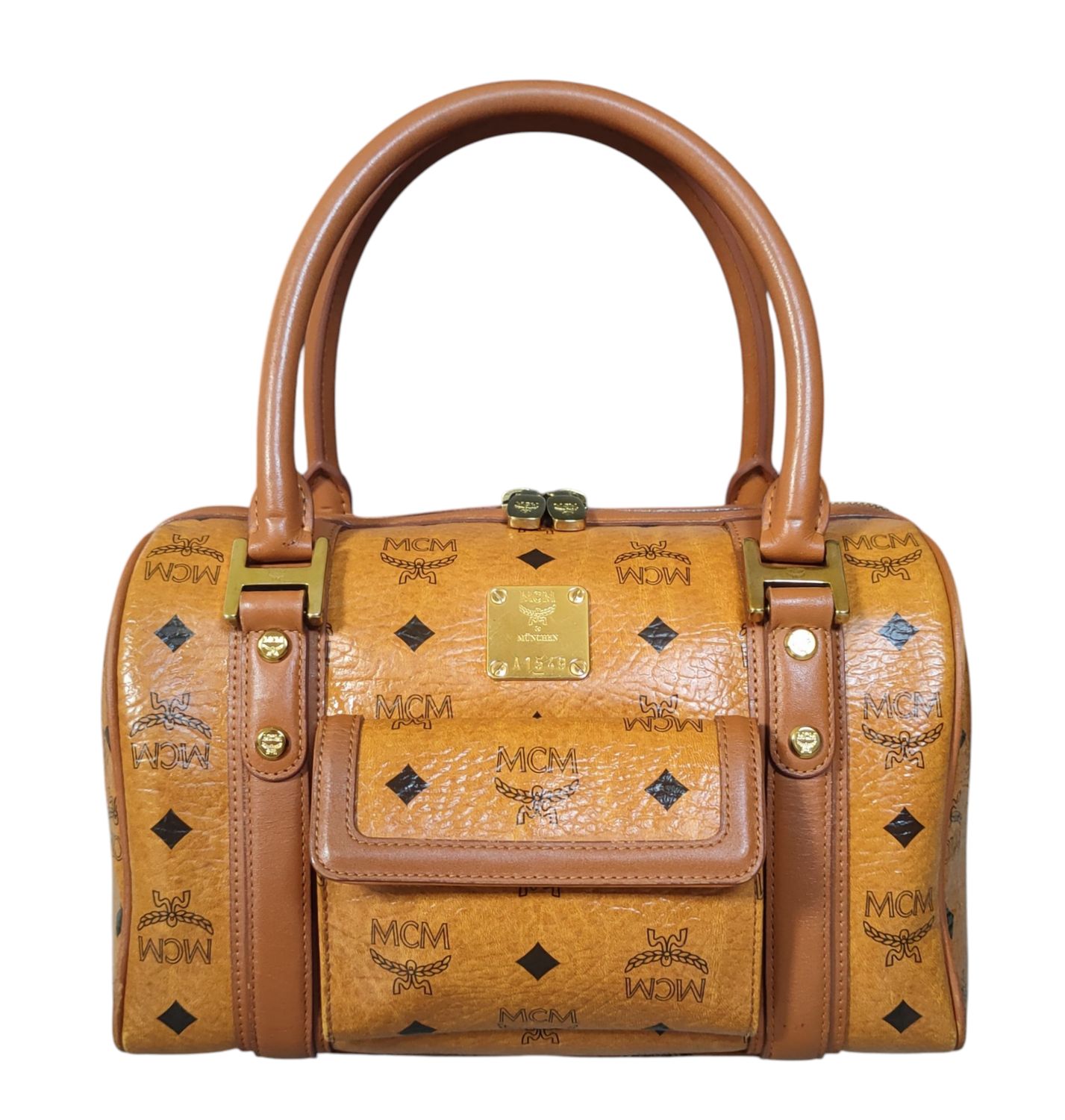 Boston Mcm Munchen Vintage MCM Mini Boston Speedy Bag Cognac