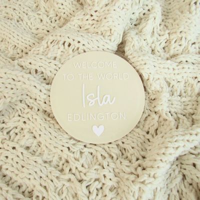 Birth Announcement Plaque - Beige