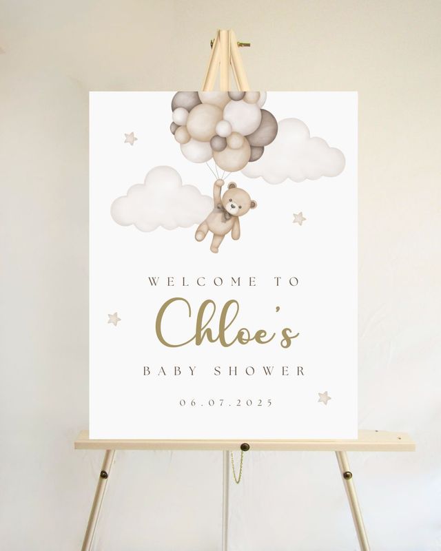 Baby Shower Welcome Board - Bear Theme