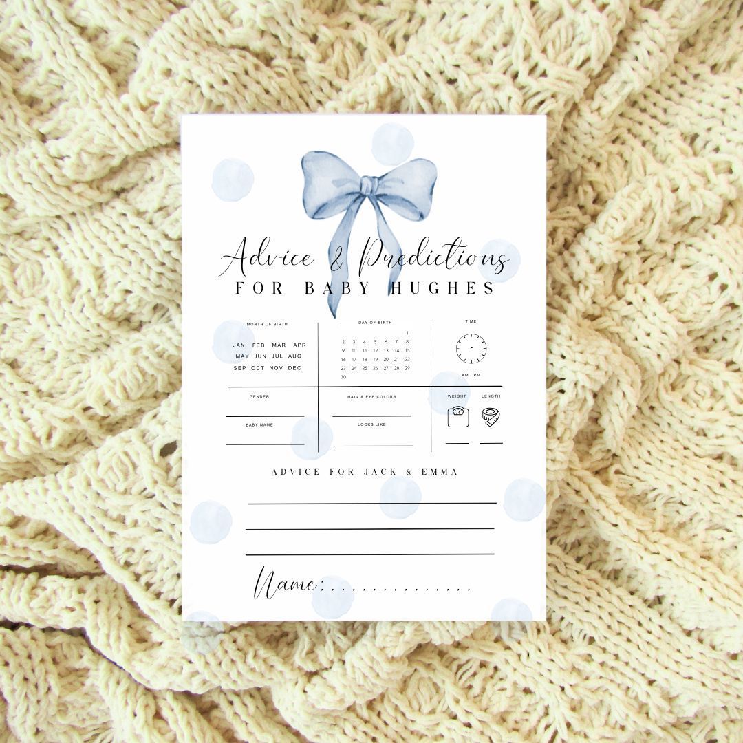 Baby Shower Games Pack - Blue Bow Theme