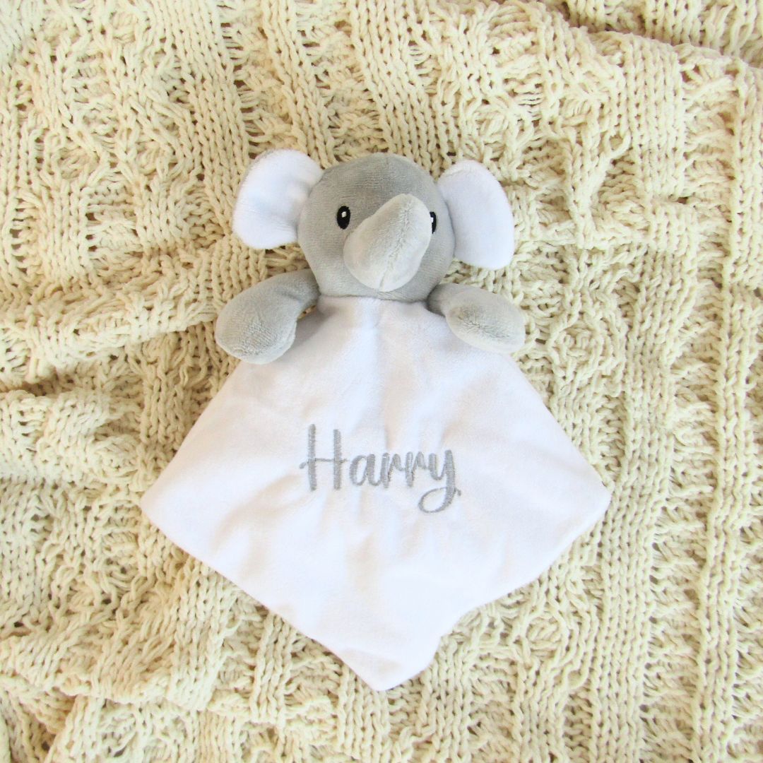 Elephant Comforter - White Embroidered