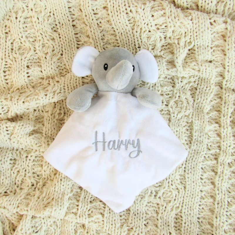 Elephant Comforter - White Embroidered