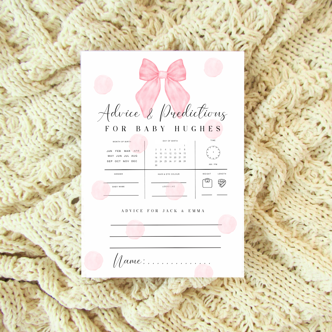 Baby Shower Games Pack - Pink Bow Theme
