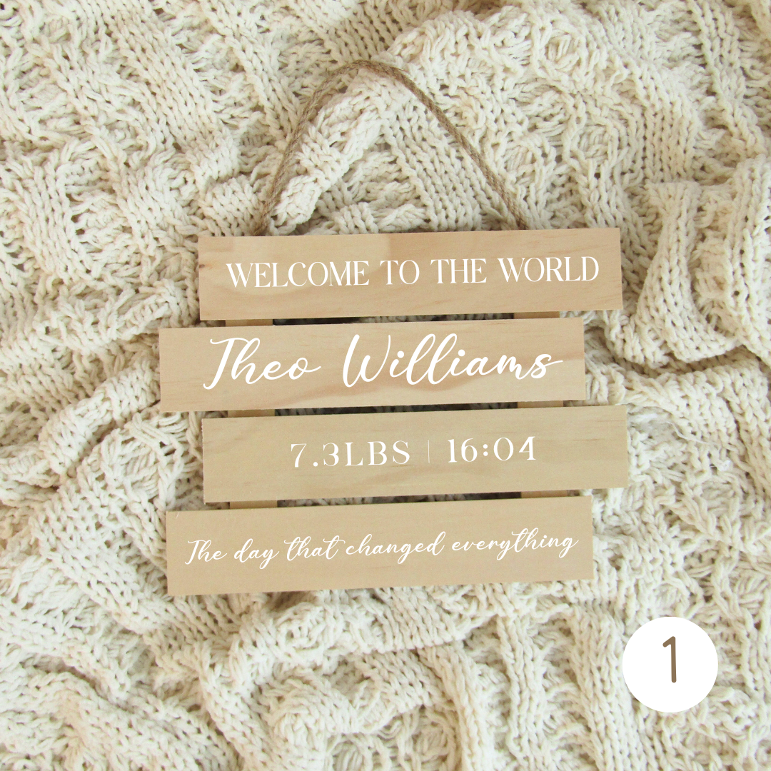 Baby's Birth Details Wooden Plaque