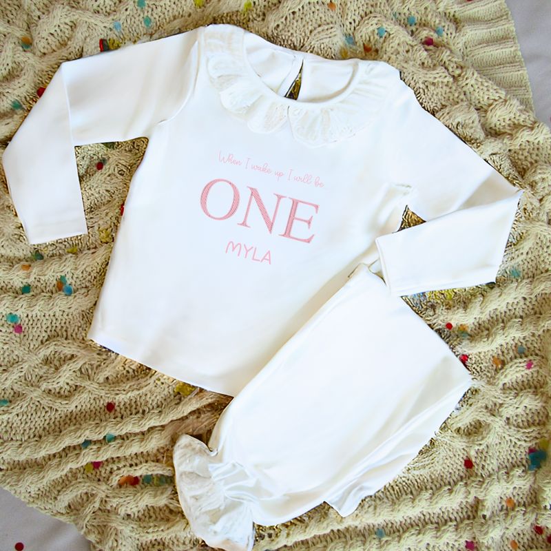 Frilly Personalised Birthday Pyjamas -  Emroidered Print
