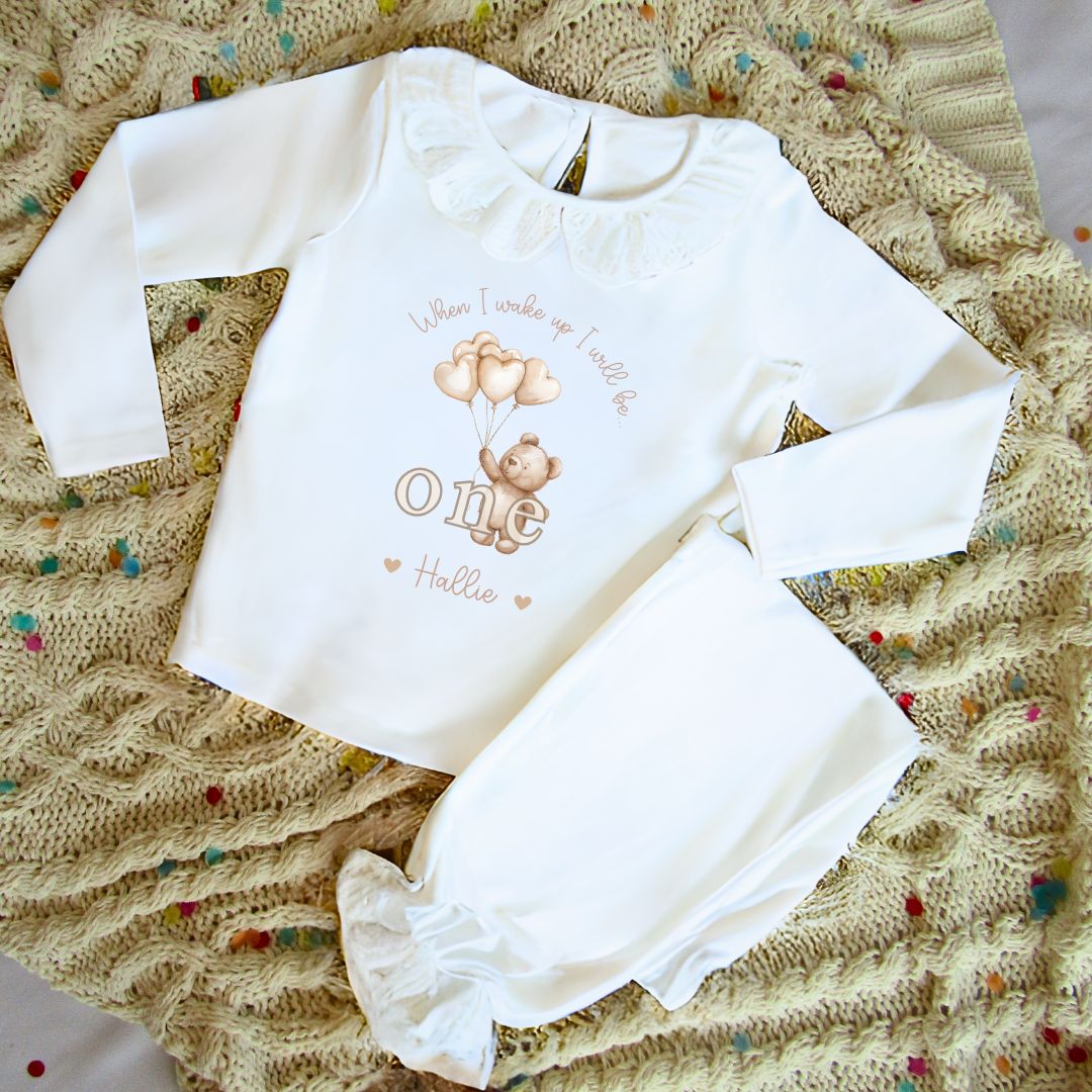 Frilly Personalised Birthday Pyjamas - Birthday Bear