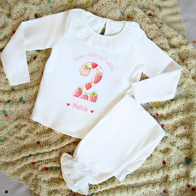 Frilly Personalised Birthday Pyjamas - Strawberry Design